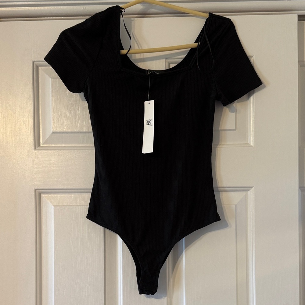 Aqua Black Short Sleeve Bodysuit